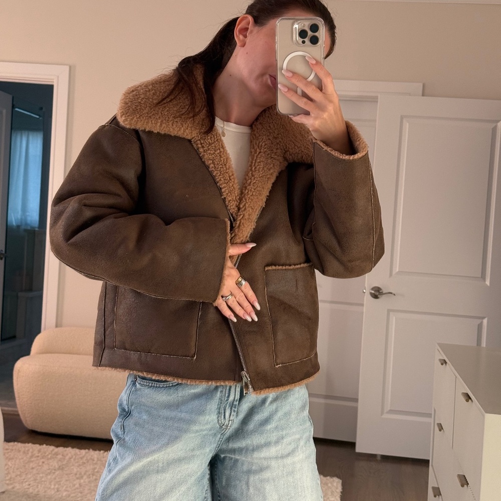 Brown Shearling Reversible Jacket - image 2